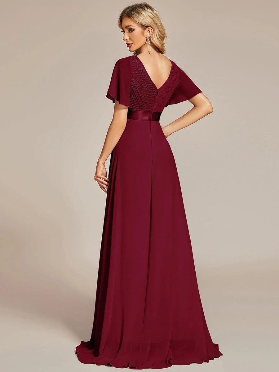 ever MONICA|High Waist Maxi Chiffon Bridesmaid Dress with Short Sleeves - Image 82