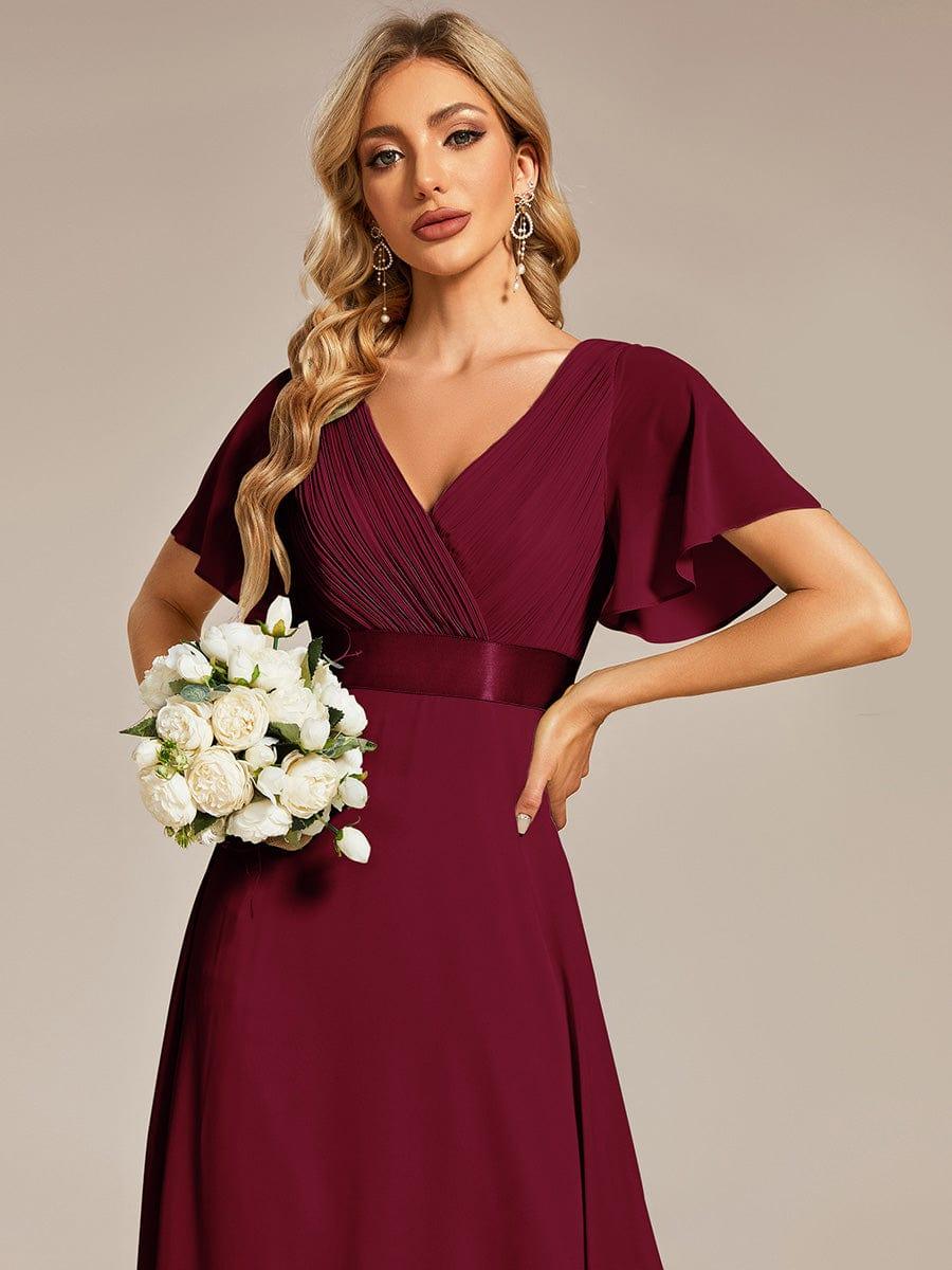 ever MONICA|High Waist Maxi Chiffon Bridesmaid Dress with Short Sleeves - Image 84