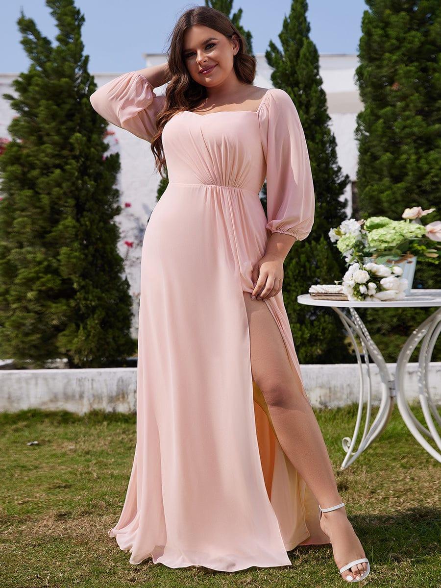 ever DANICA|Long Sleeve Chiffon Off Shoulder Evening Dresses with High Slit - Image 16
