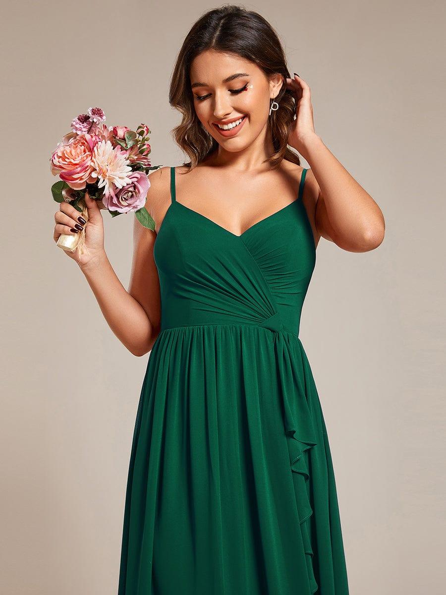 Maxi V-Neck Lotus Leaf Chiffon Bridesmaid Dress with Pleating(Final Sale) - Image 8
