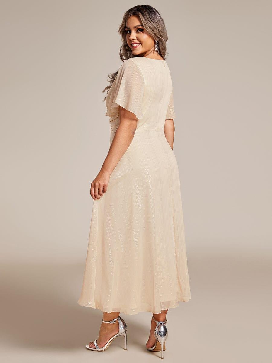 ever OPAHL|Glitter Short Sleeve A-Line Midi Wedding Guest Dress with Ruffled Hem - Image 36