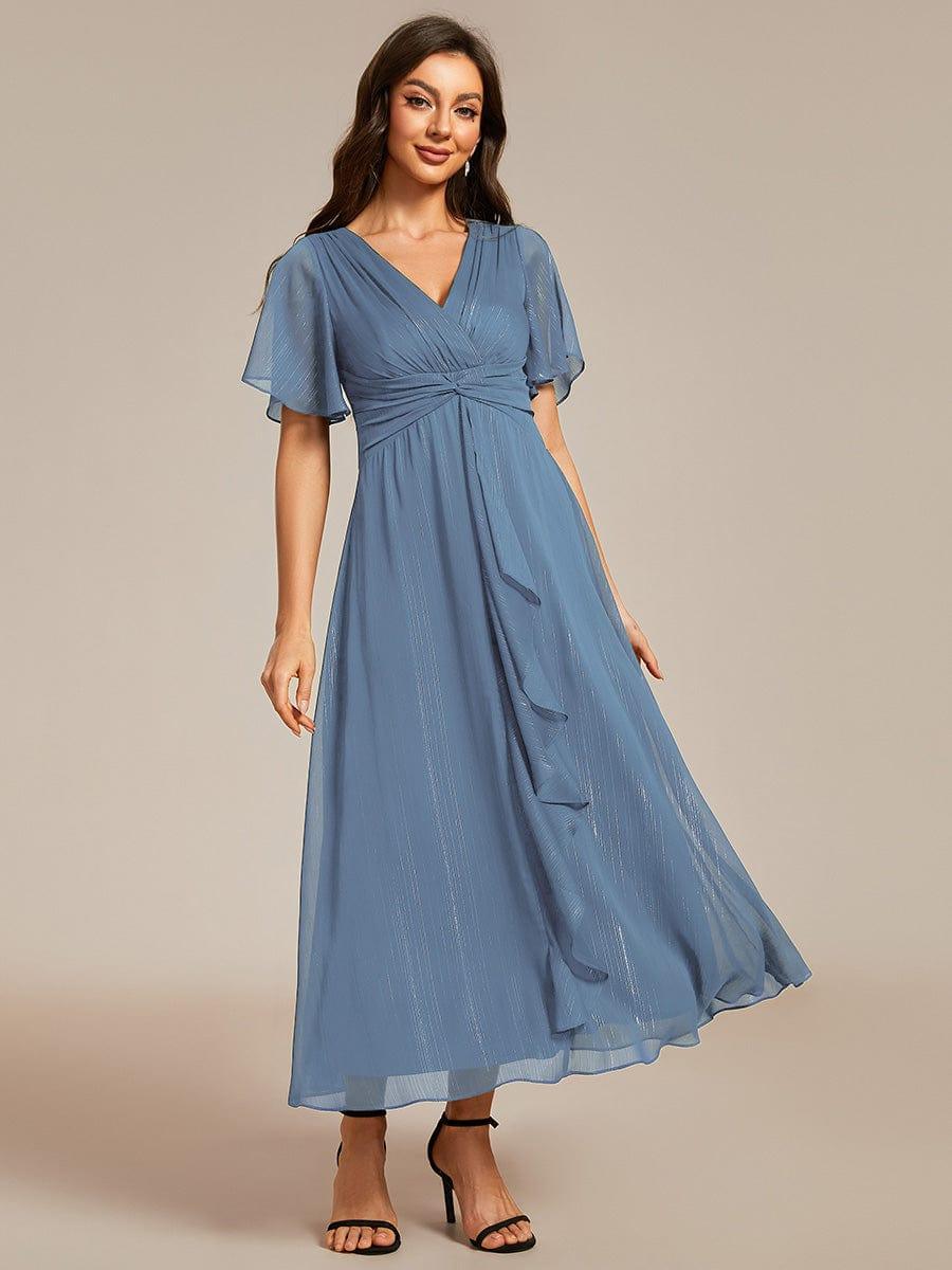 ever OPAHL|Glitter Short Sleeve A-Line Midi Wedding Guest Dress with Ruffled Hem - Image 50