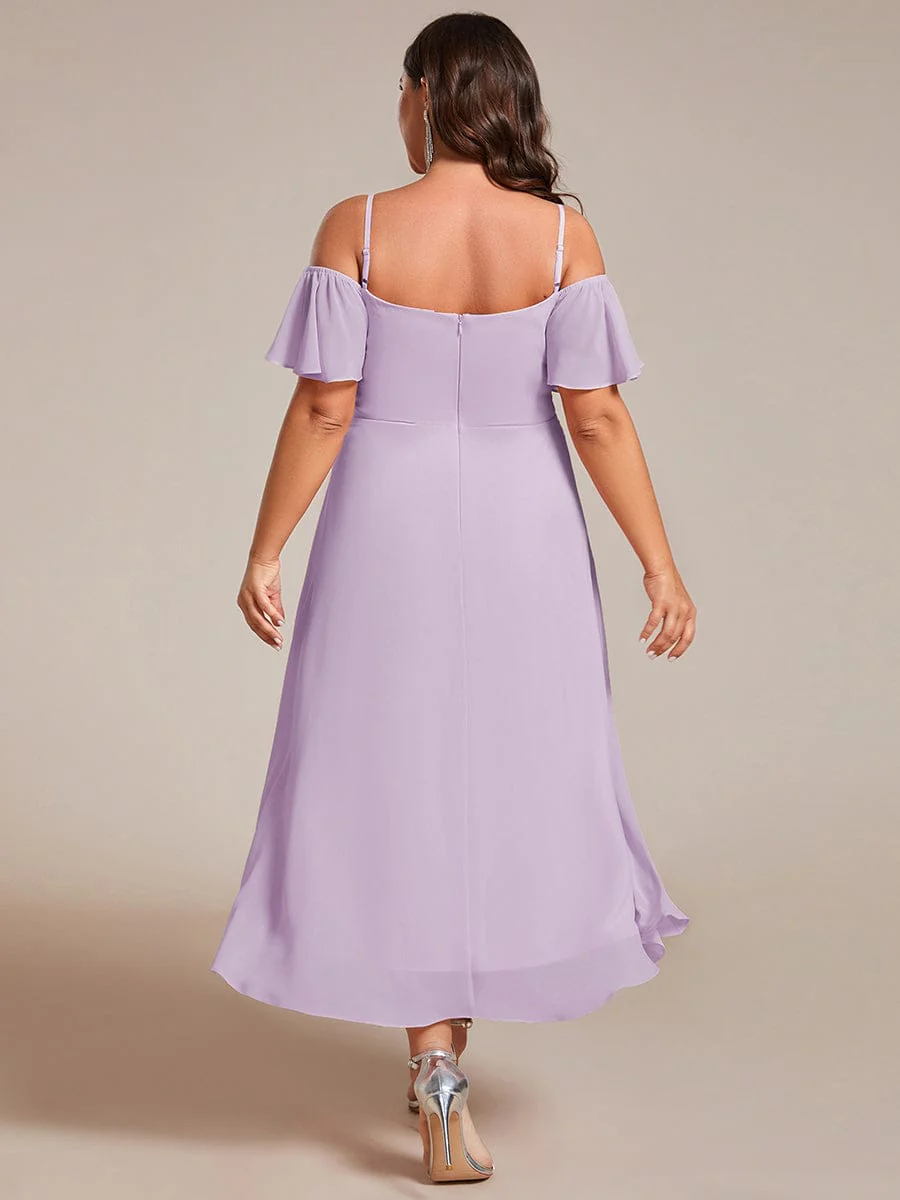 ever JORDANE|Off-Shoulder High-Low Chiffon Bridesmaid Dresses with Short Sleeves - Image 65