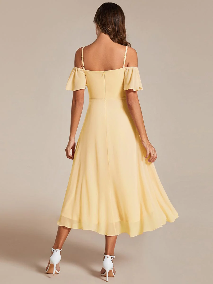 ever JORDANE|Off-Shoulder High-Low Chiffon Bridesmaid Dresses with Short Sleeves - Image 70