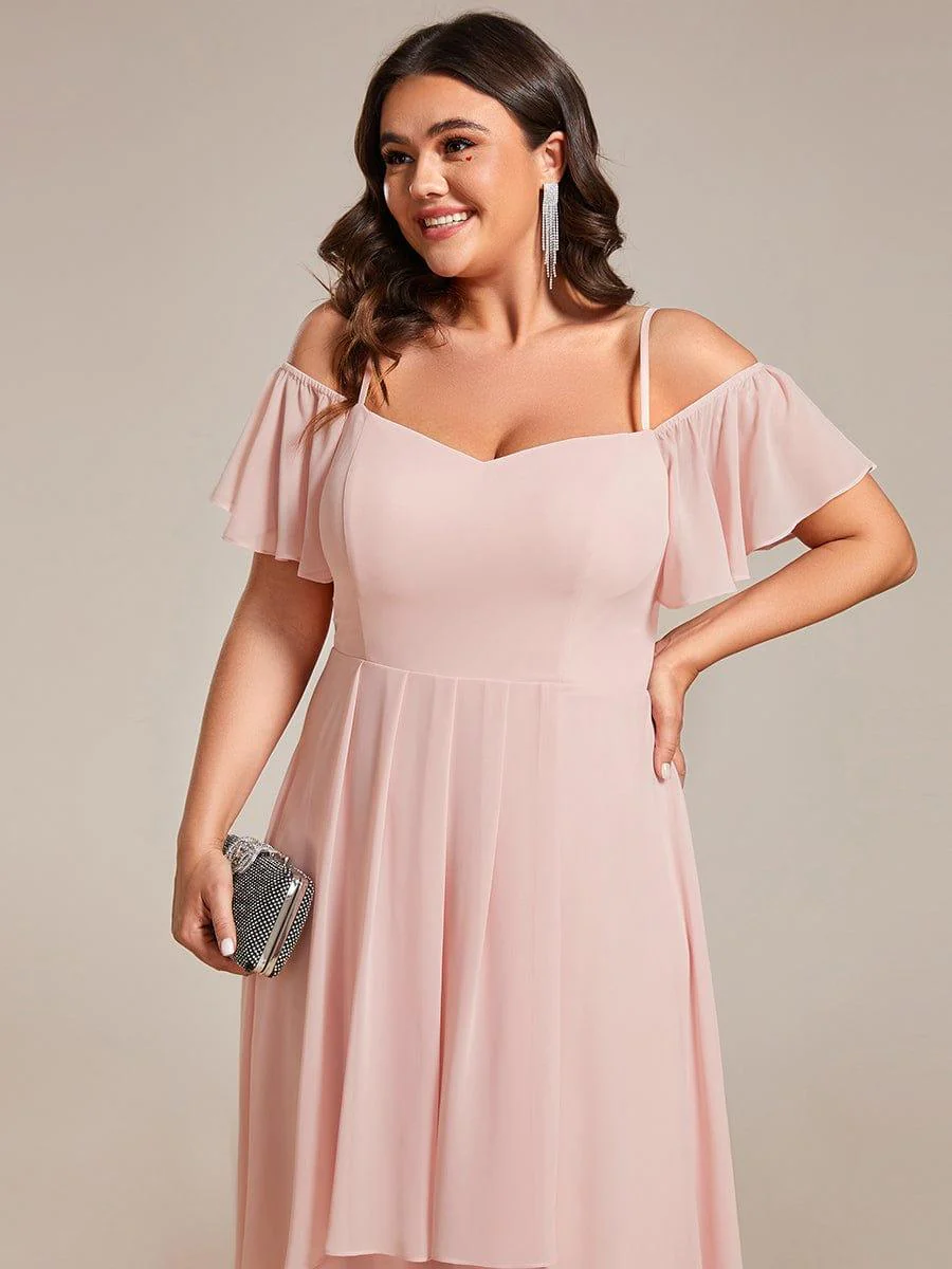 ever JORDANE|Off-Shoulder High-Low Chiffon Wedding Guest Dresses with Short Sleeves - Image 24