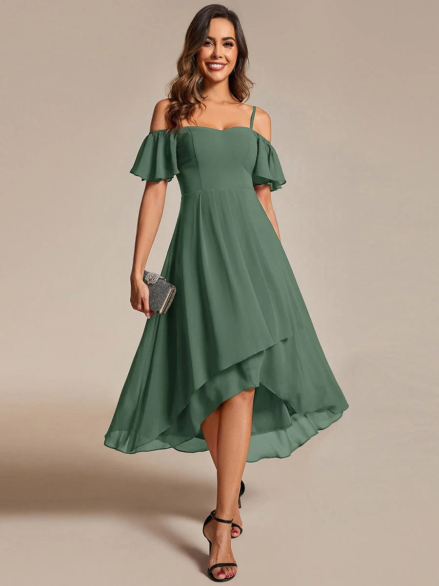 ever JORDANE|Off-Shoulder High-Low Chiffon Wedding Guest Dresses with Short Sleeves - Image 53