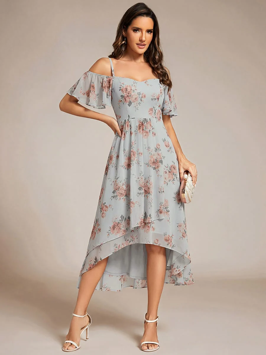 ever JORDANE|Off-Shoulder High-Low Chiffon Wedding Guest Dresses with Short Sleeves - Image 78
