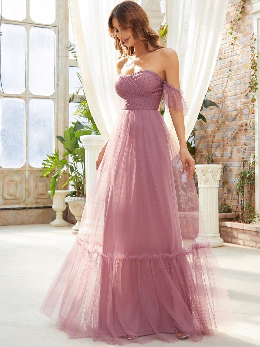 ever LUCIE|Off the Shoulder Sweetheart Pleated Tulle Evening Dress - Image 8