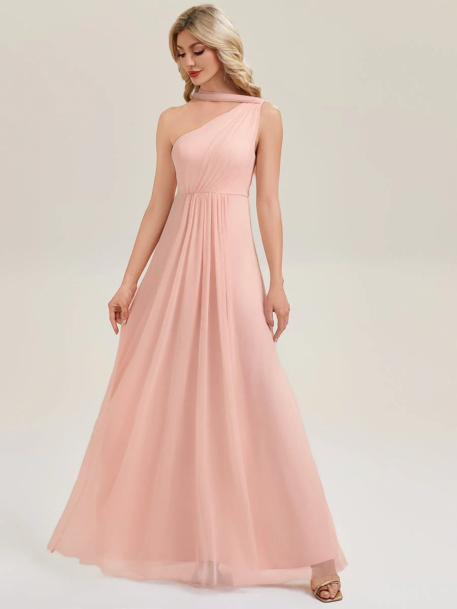 One Shoulder Multiway Bridesmaid Dress with Flowing Ribbon - Image 7