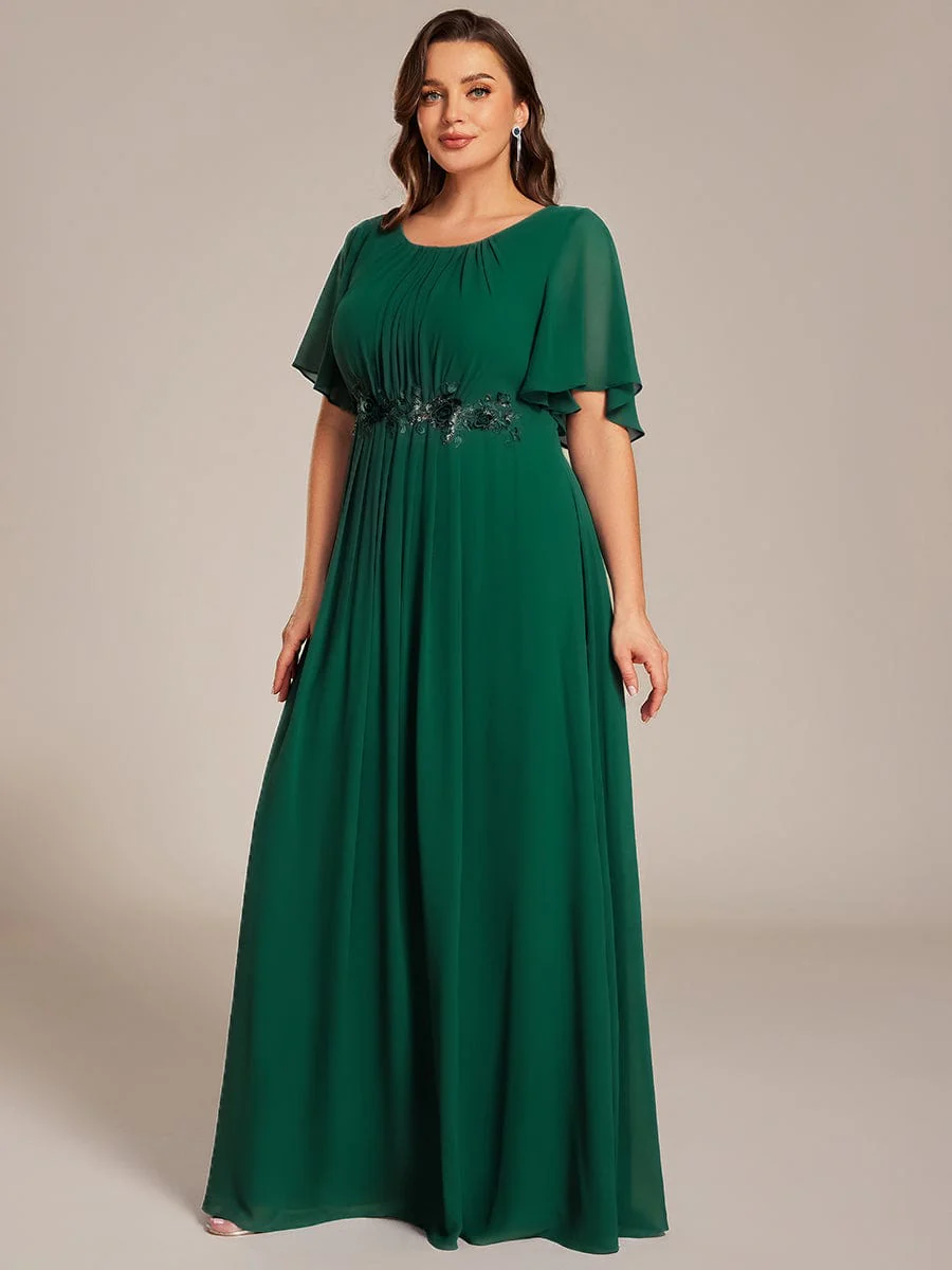 ever ASPYN|Pleated Short Sleeve Ruffled Maxi Evening Dress - Image 110