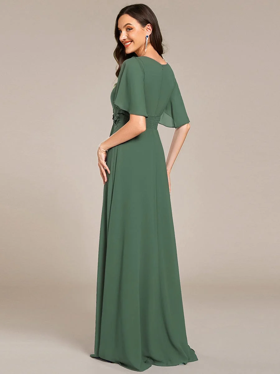 ever ASPYN|Pleated Short Sleeve Ruffled Maxi Evening Dress - Image 112