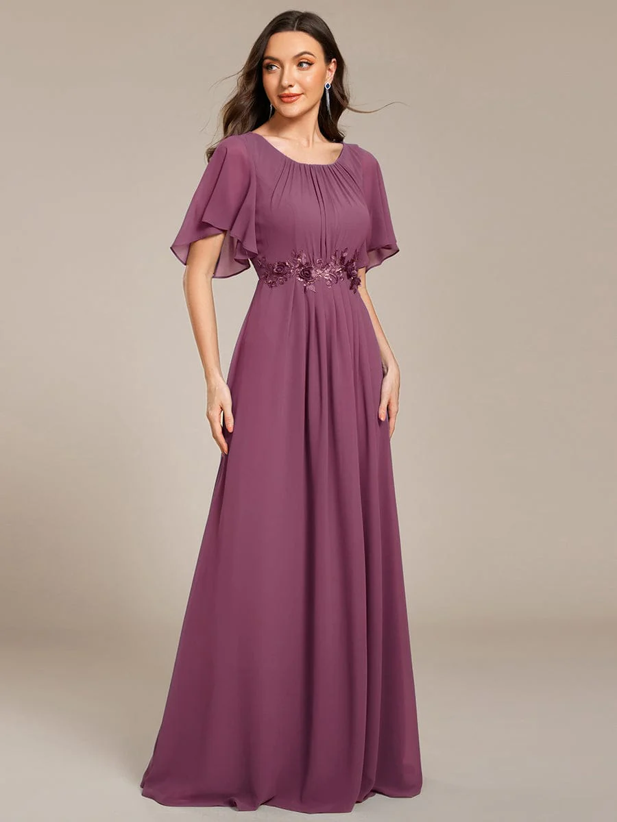 ever ASPYN|Pleated Short Sleeve Ruffled Maxi Evening Dress - Image 153