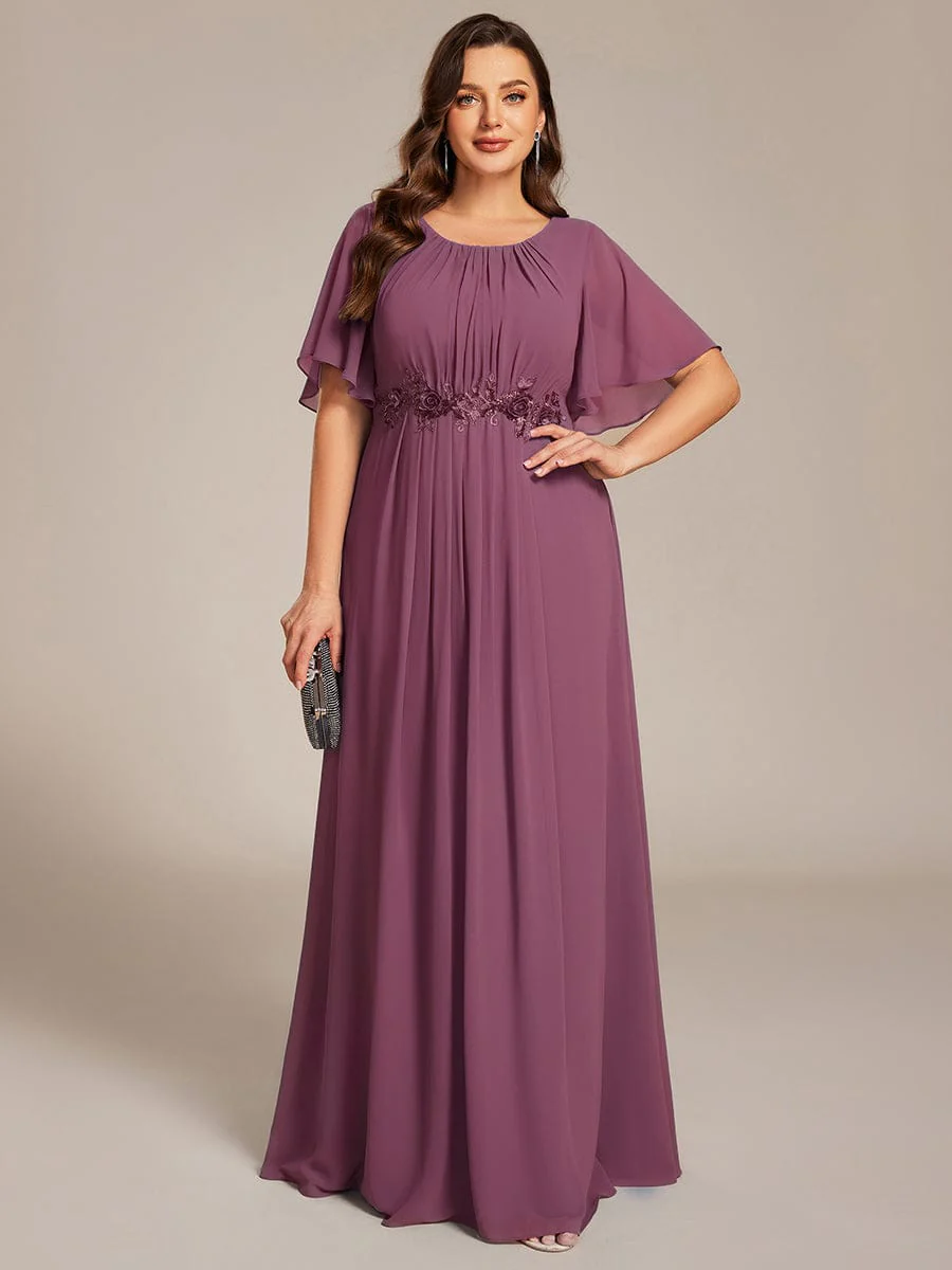 ever ASPYN|Pleated Short Sleeve Ruffled Maxi Evening Dress - Image 154