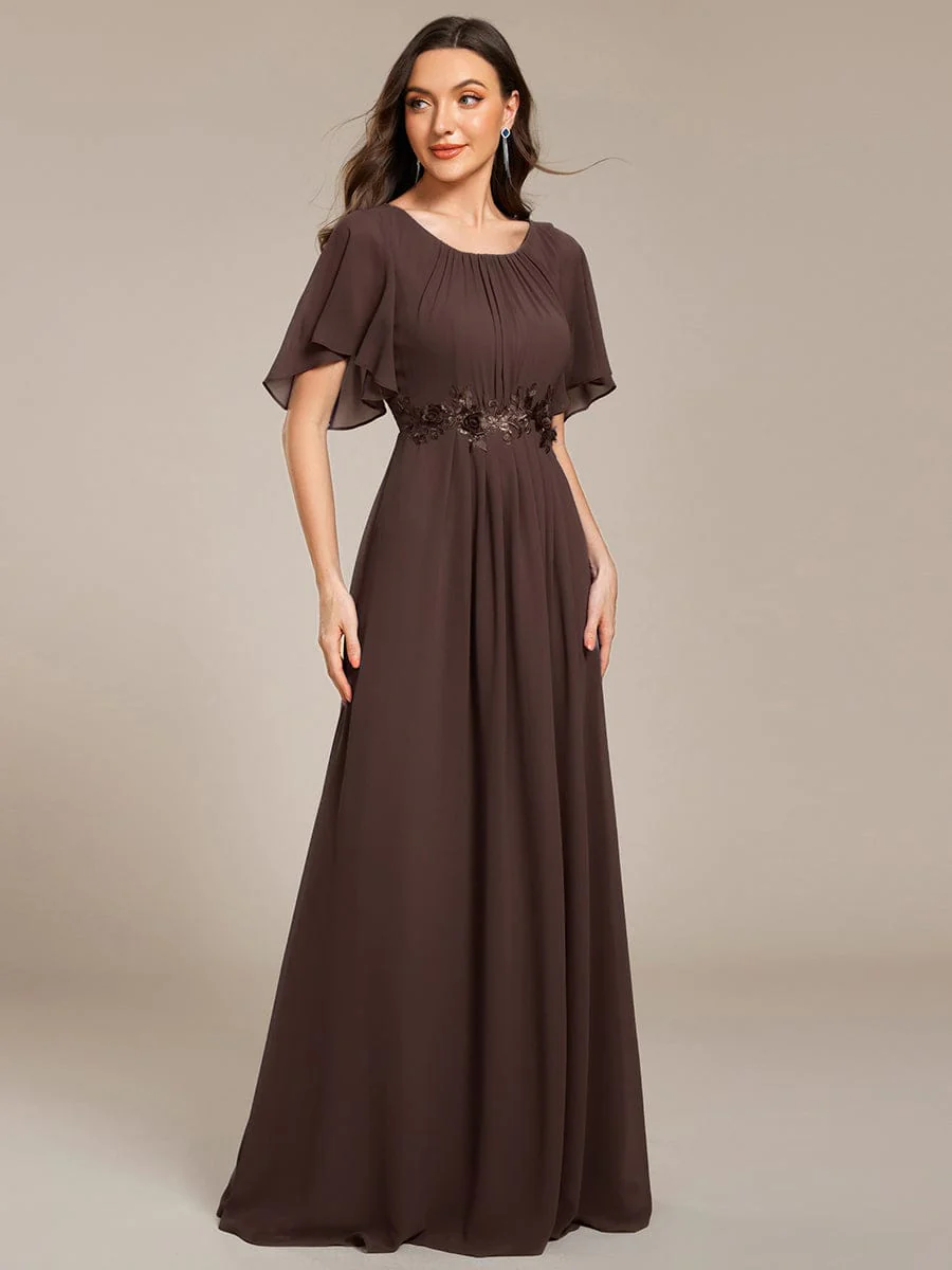 ever ASPYN|Pleated Short Sleeve Ruffled Maxi Evening Dress - Image 162