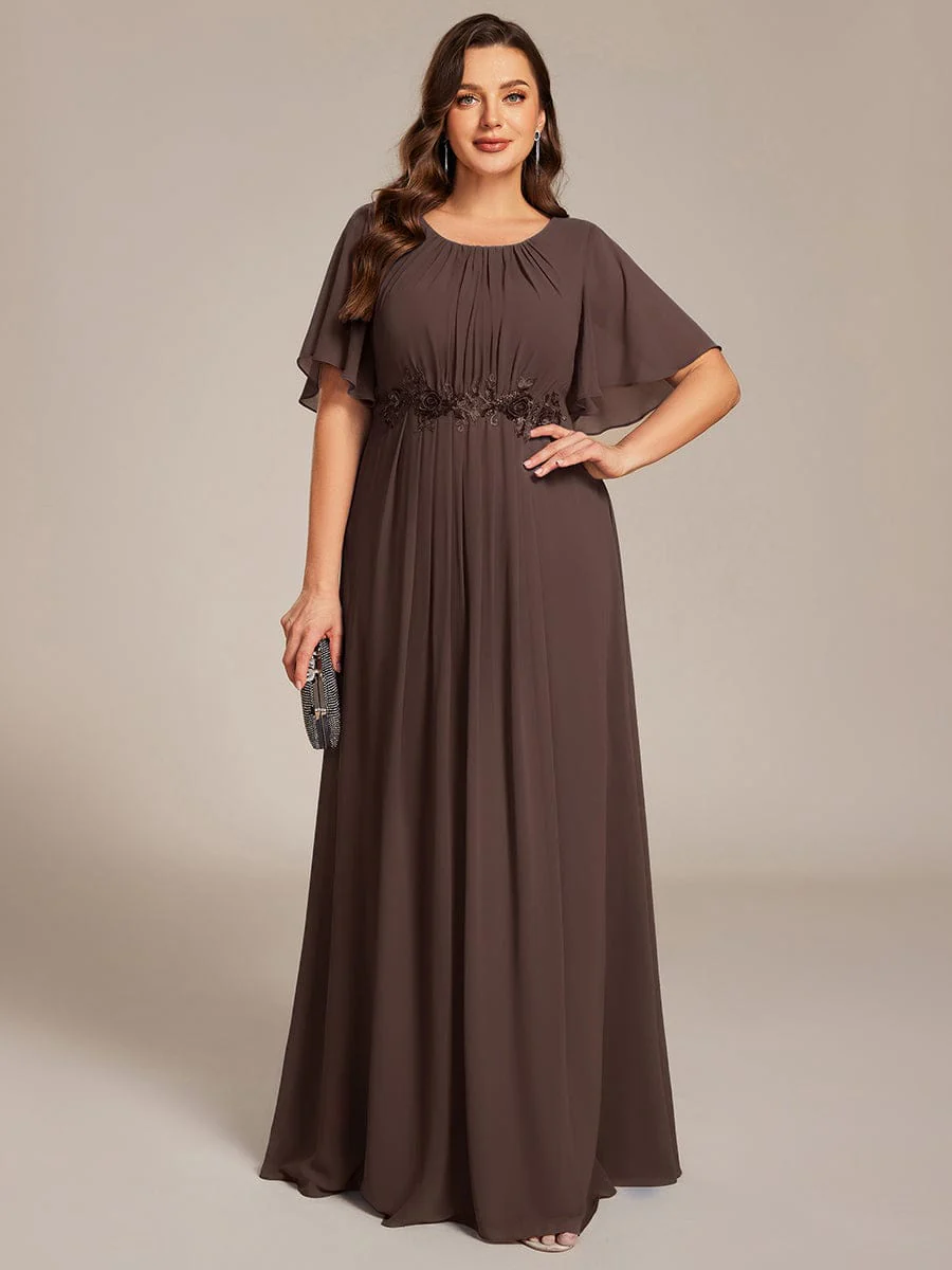 ever ASPYN|Pleated Short Sleeve Ruffled Maxi Evening Dress - Image 163