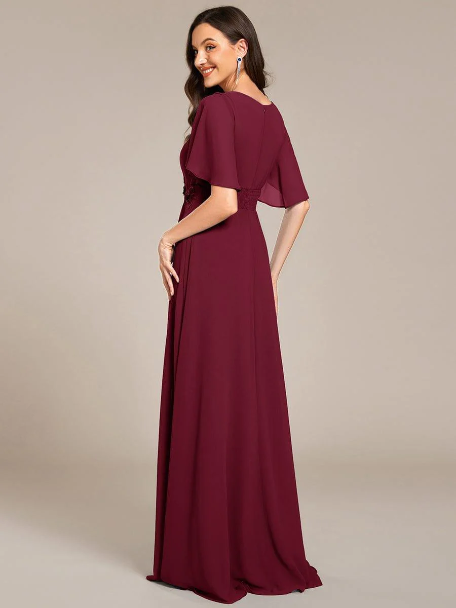 ever ASPYN|Pleated Short Sleeve Ruffled Maxi Evening Dress - Image 22