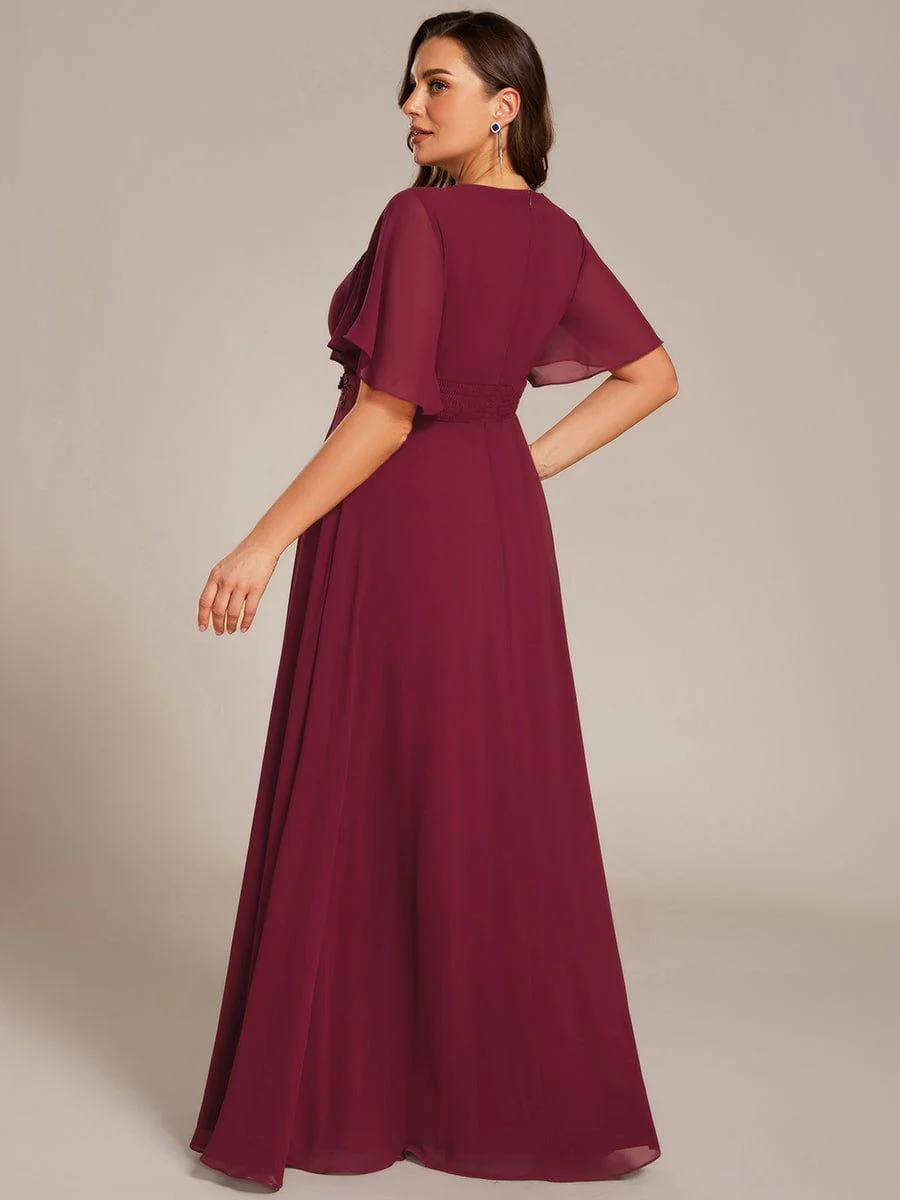 ever ASPYN|Pleated Short Sleeve Ruffled Maxi Evening Dress - Image 27