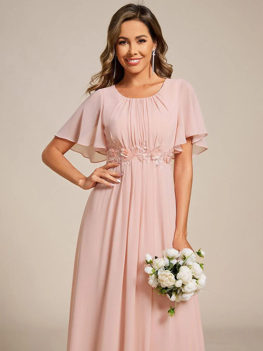 ever ASPYN|Pleated Short Sleeve Ruffled Maxi Evening Dress - Image 33