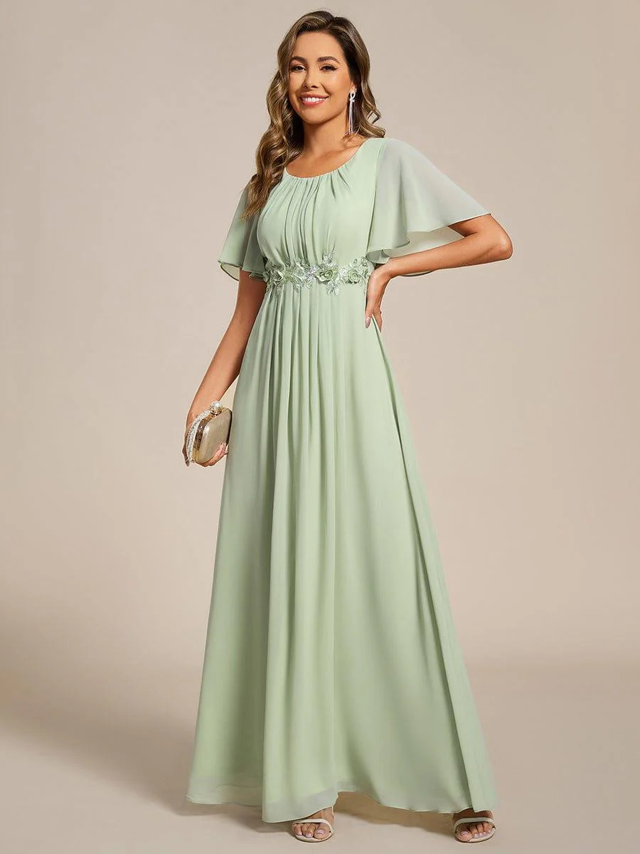 ever ASPYN|Pleated Short Sleeve Ruffled Maxi Evening Dress - Image 5