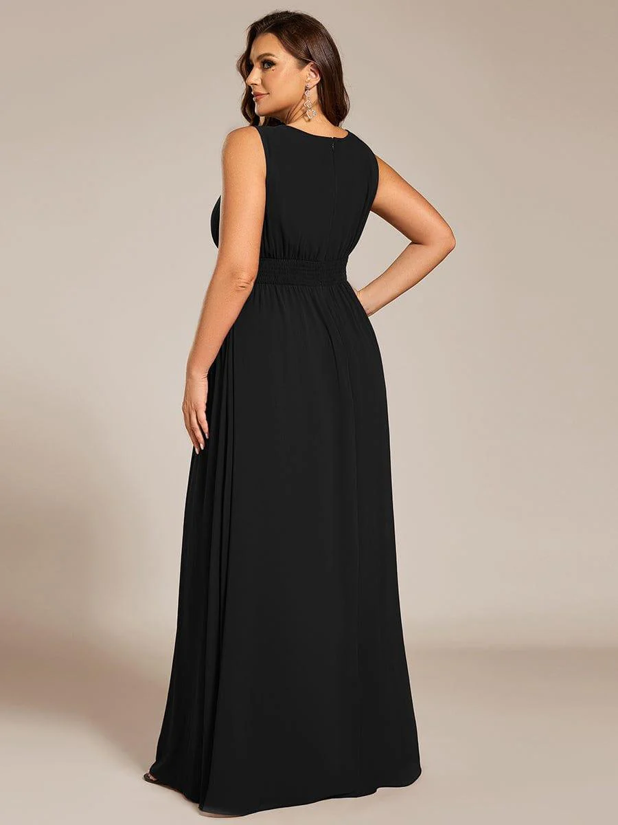 ever KALIA|A-Line Chiffon Round Neckline Bridesmaid Dress with Sleeveless and Pleats - Image 23
