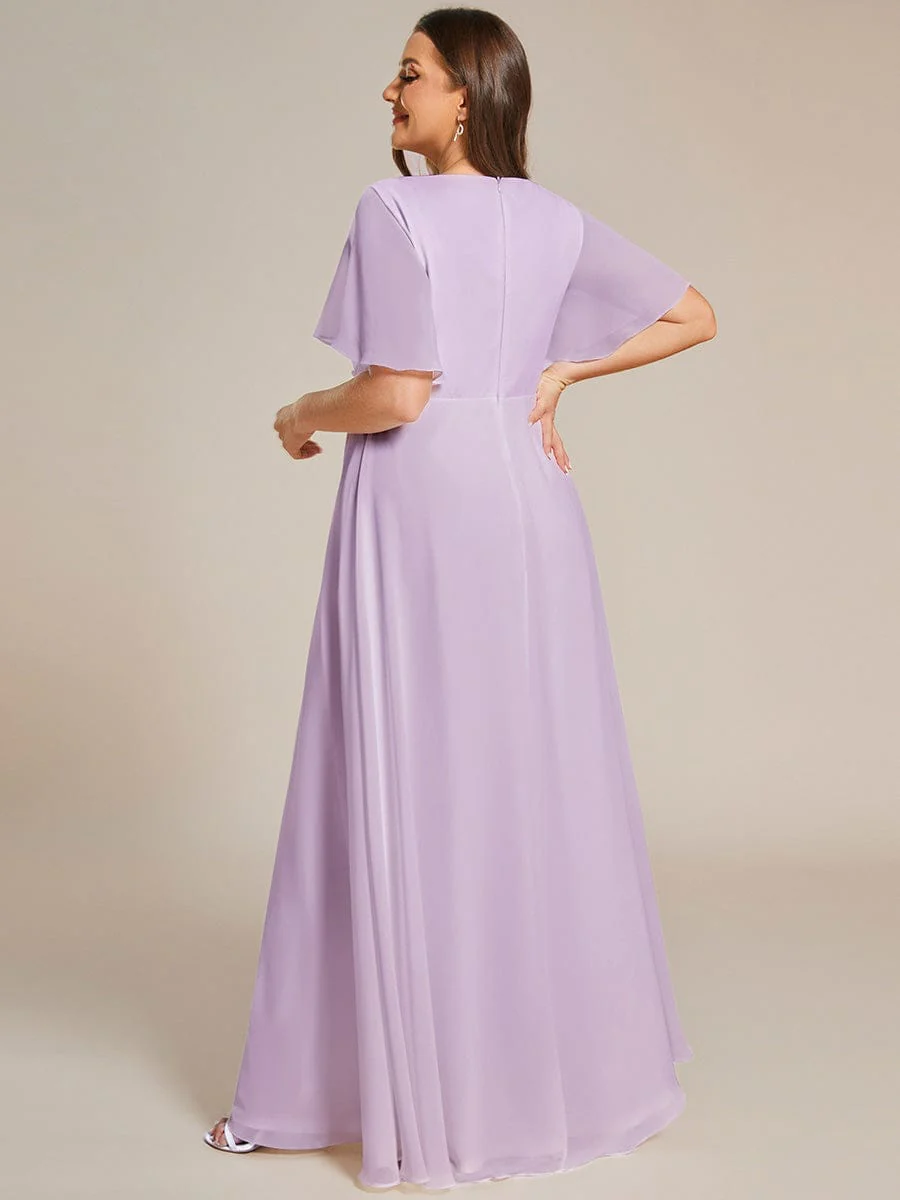 pretty IVYROSE|Plus Size Applique Short Sleeve A-Line Chiffon Evening Dress - Image 92