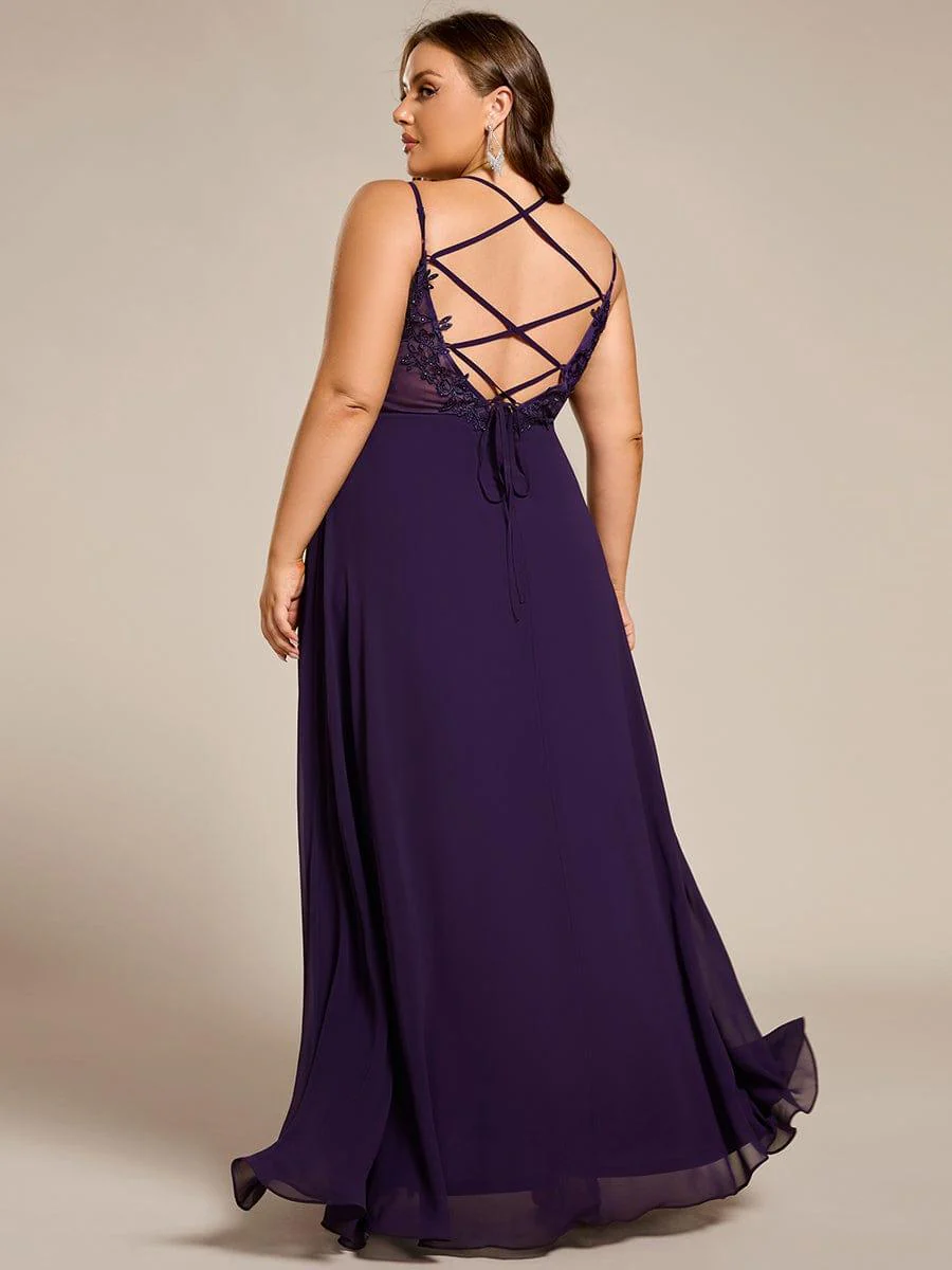 pretty RUBY|Plus Size Multiway Backless Chiffon Spaghetti Straps Bridesmaid Dress - Image 14
