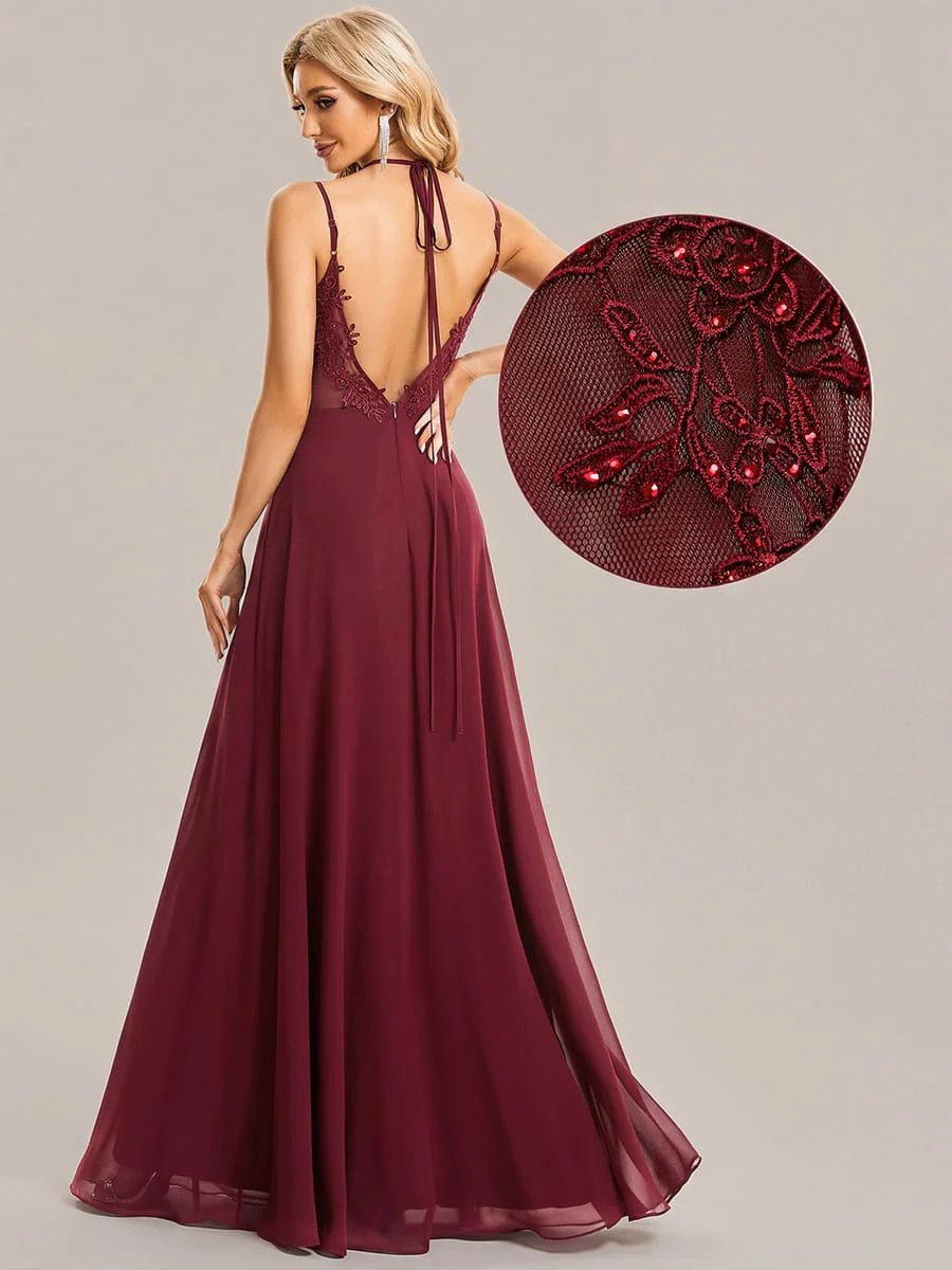 ever RUBY|Multiway Chiffon and Lace Open Back Bridesmaid Dress with Spaghetti Straps - Image 8