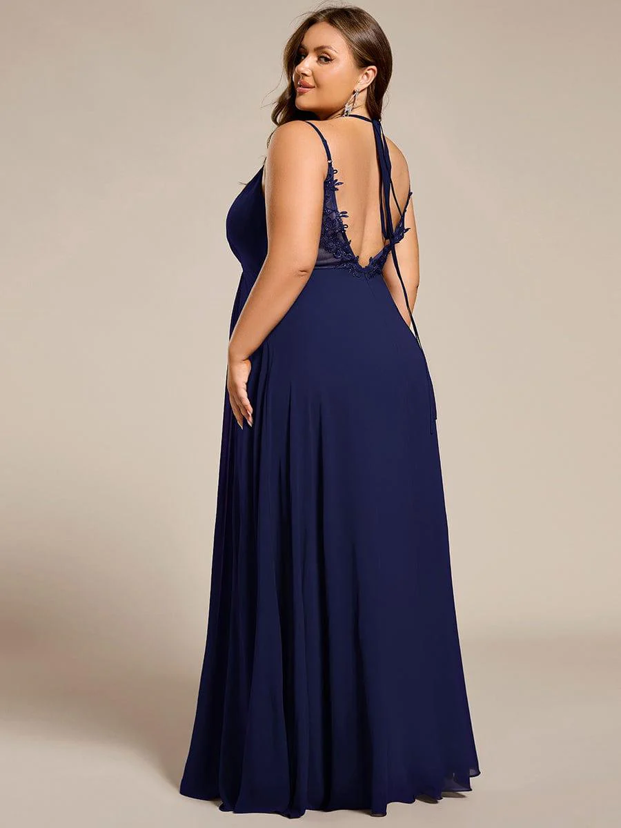 pretty RUBY|Plus Size Multiway Backless Chiffon Spaghetti Straps Bridesmaid Dress - Image 33
