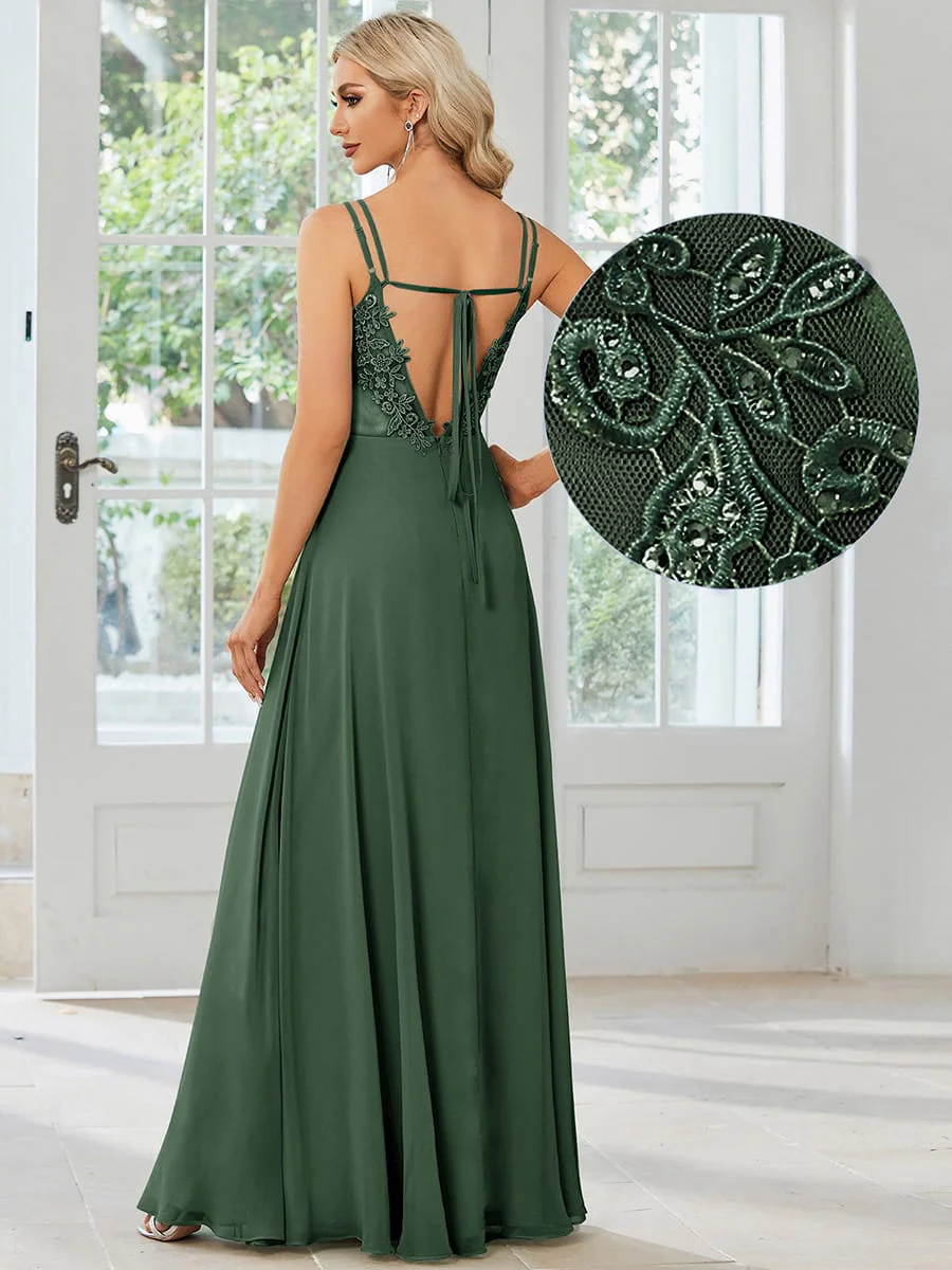 ever RUBY|Multiway Chiffon and Lace Open Back Bridesmaid Dress with Spaghetti Straps - Image 11