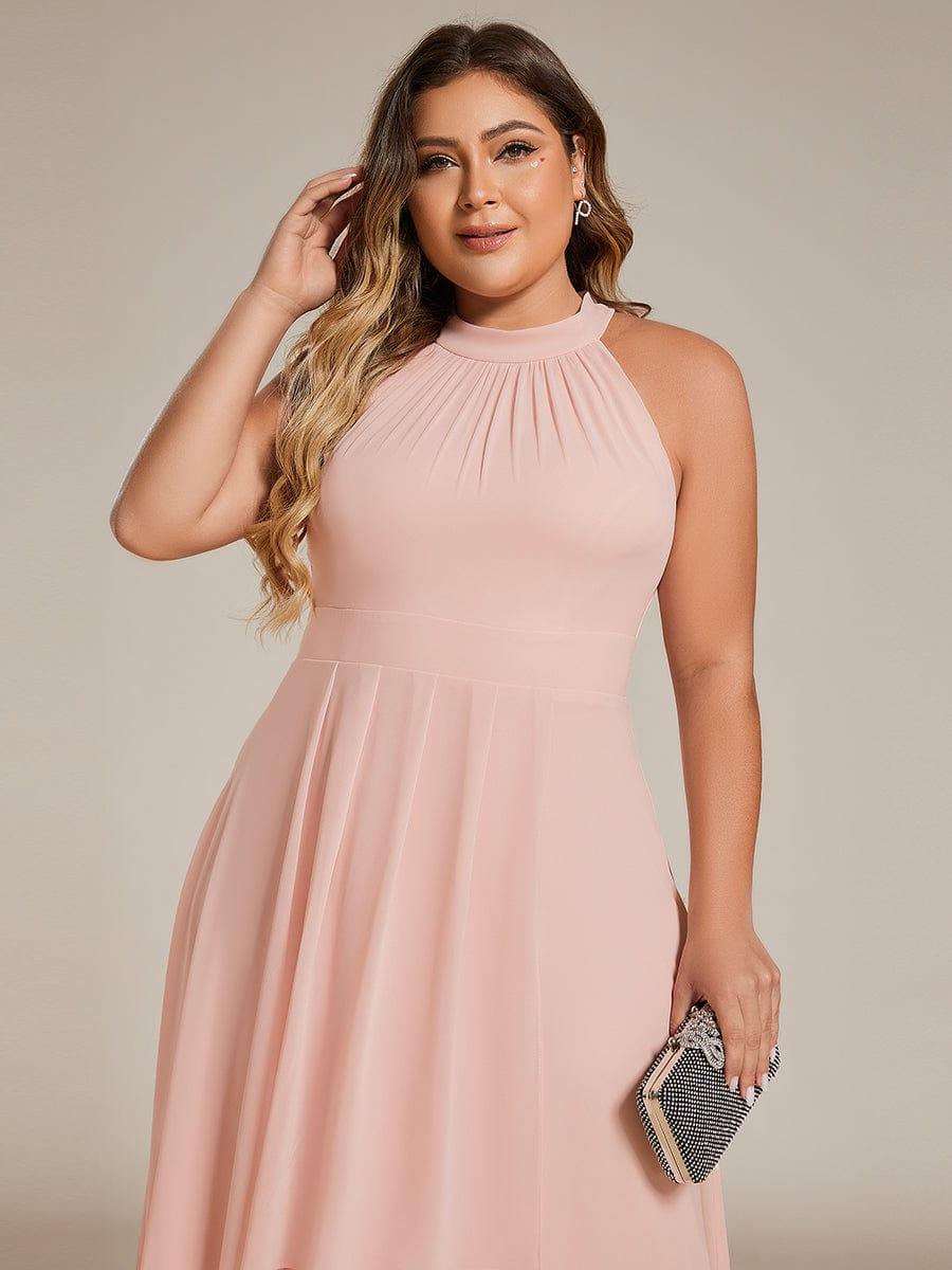 pretty POSIE|Plus Size Chiffon Sleeveless Halter Neck Midi Wedding Guest Dress - Image 23