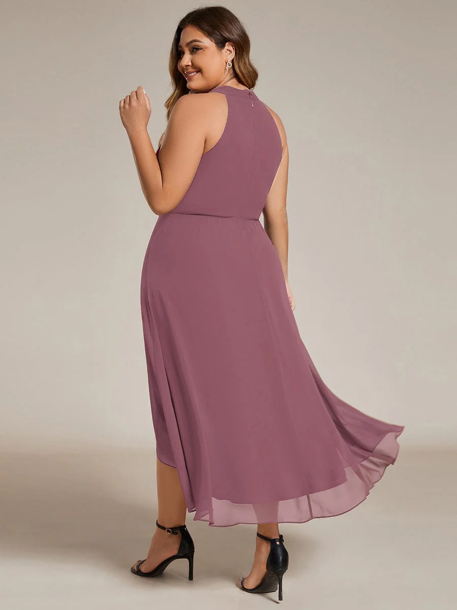pretty POSIE|Plus Size Chiffon Sleeveless Halter Neck Midi Wedding Guest Dress - Image 43