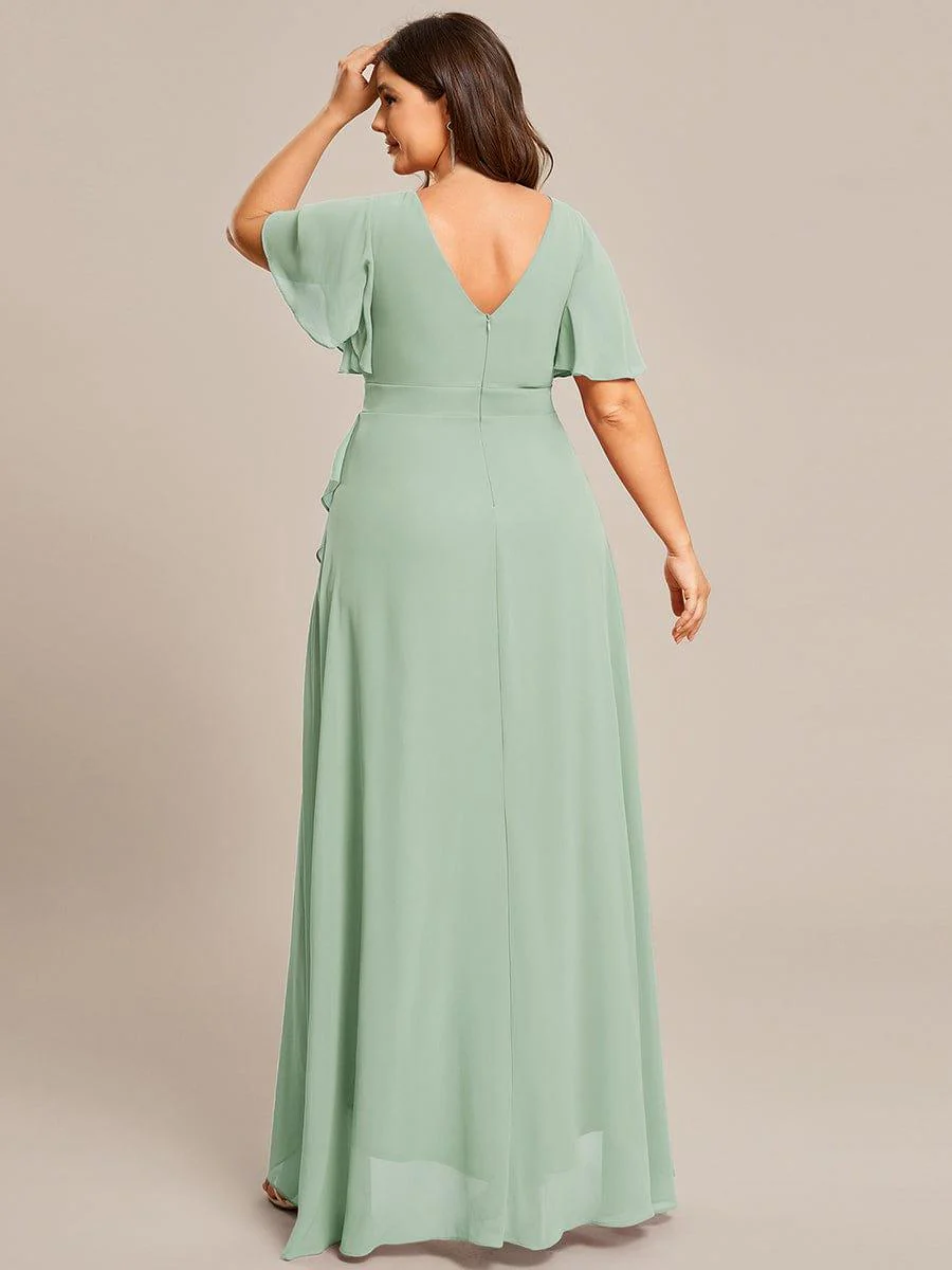 pretty OREE|Plus Size Elegant Lotus Sleeves Chiffon Bridesmaid Dress (Final Sale) - Image 42