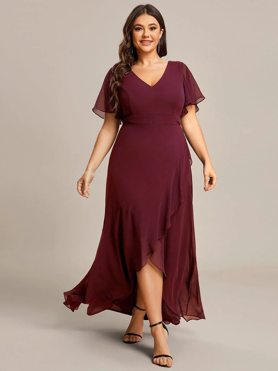 pretty OREE|Plus Size Elegant Lotus Sleeves Chiffon Bridesmaid Dress (Final Sale) - Image 5