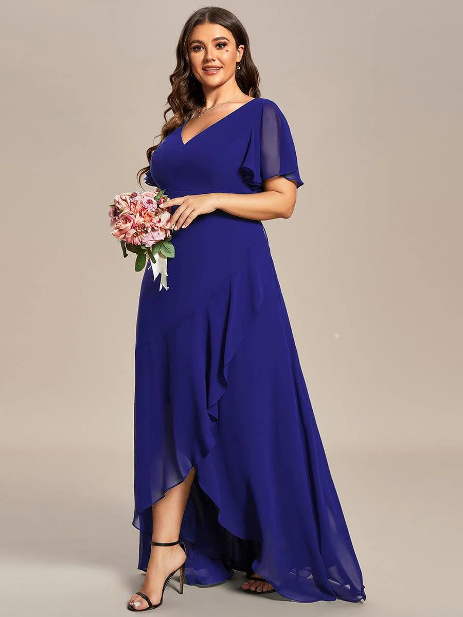 pretty OREE|Plus Size Elegant Lotus Sleeves Chiffon Bridesmaid Dress (Final Sale) - Image 79