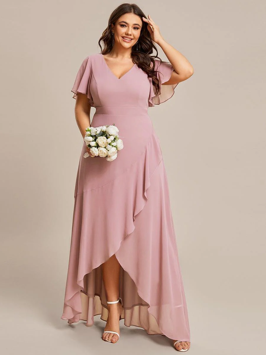 pretty OREE|Plus Size Elegant Lotus Sleeves Chiffon Bridesmaid Dress (Final Sale) - Image 89