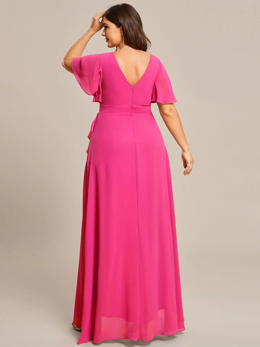 pretty OREE|Plus Size Elegant Lotus Sleeves Chiffon Bridesmaid Dress (Final Sale) - Image 91
