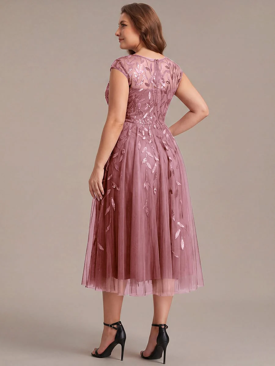 Plus Size Elegant Sequin Cap Sleeve Dress - Image 26