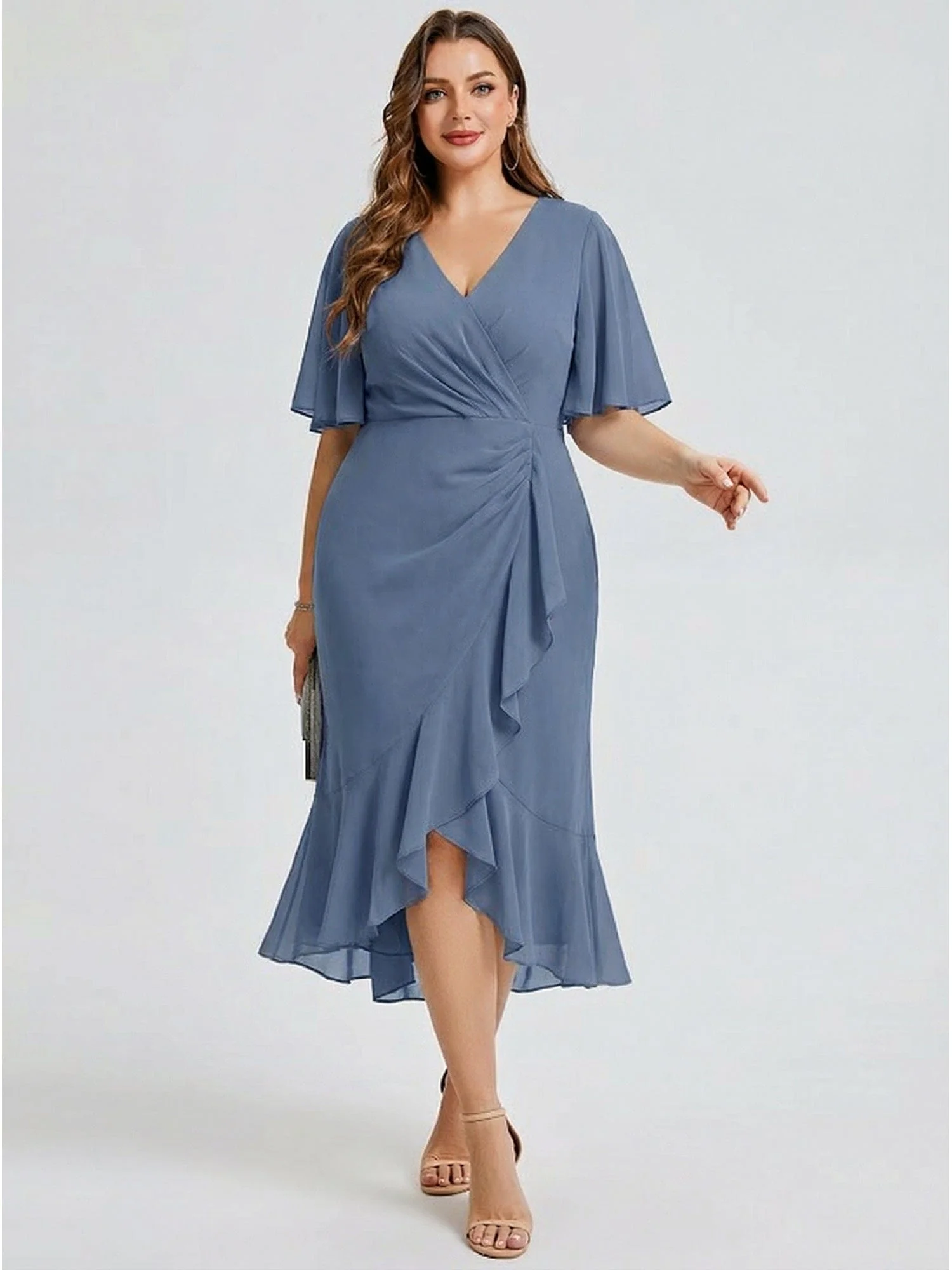 pretty FLORENCIA|Plus Size Floral Chiffon Wedding Guest Dress - Image 15