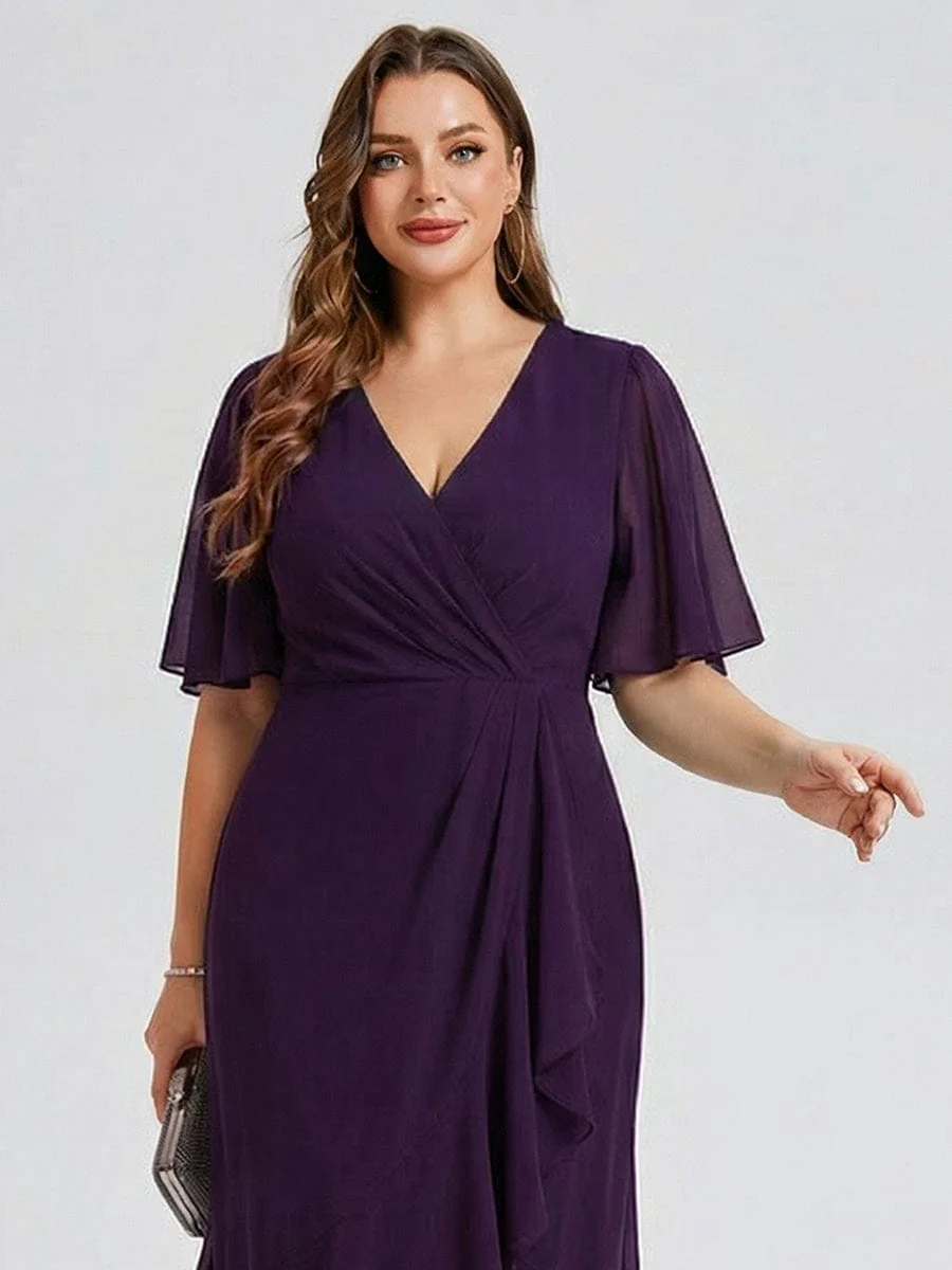pretty FLORENCIA|Plus Size Floral Chiffon Wedding Guest Dress - Image 20
