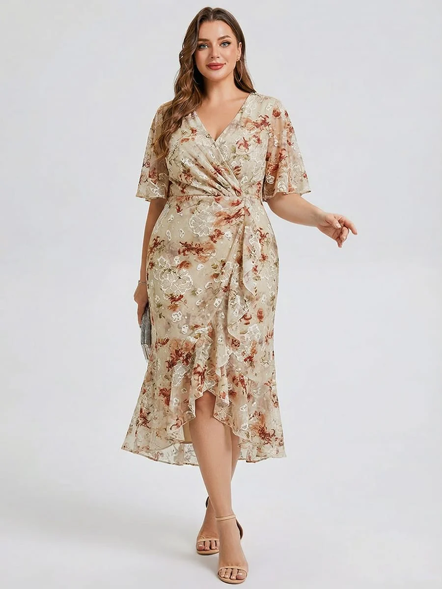 pretty FLORENCIA|Plus Size Floral Chiffon Wedding Guest Dress - Image 39