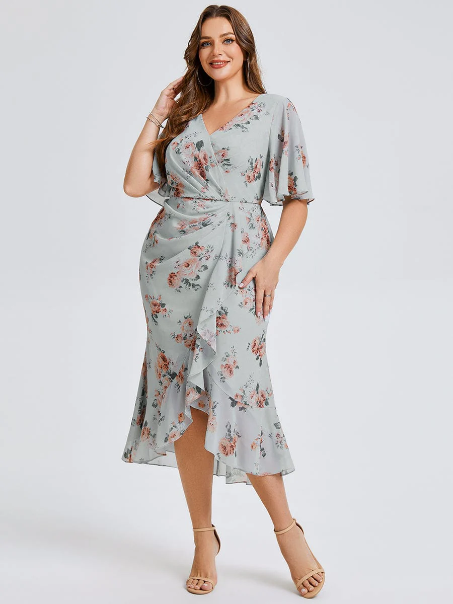 pretty FLORENCIA|Plus Size Floral Chiffon Wedding Guest Dress - Image 4