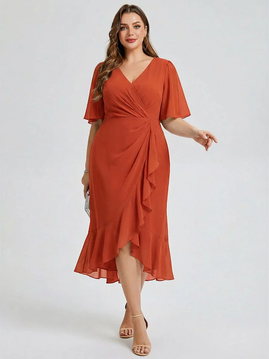 pretty FLORENCIA|Plus Size Floral Chiffon Wedding Guest Dress - Image 9
