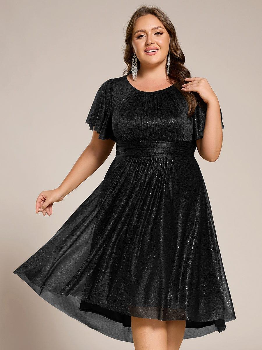 pretty CLARYN|Plus Size Glitter Round Neck Midi Wedding Guest Dress - Image 15