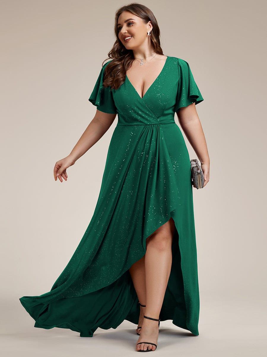 pretty MELODÉ|Plus Size Glittering High-Low Evening Dress with Flutter Sleeves - Image 15