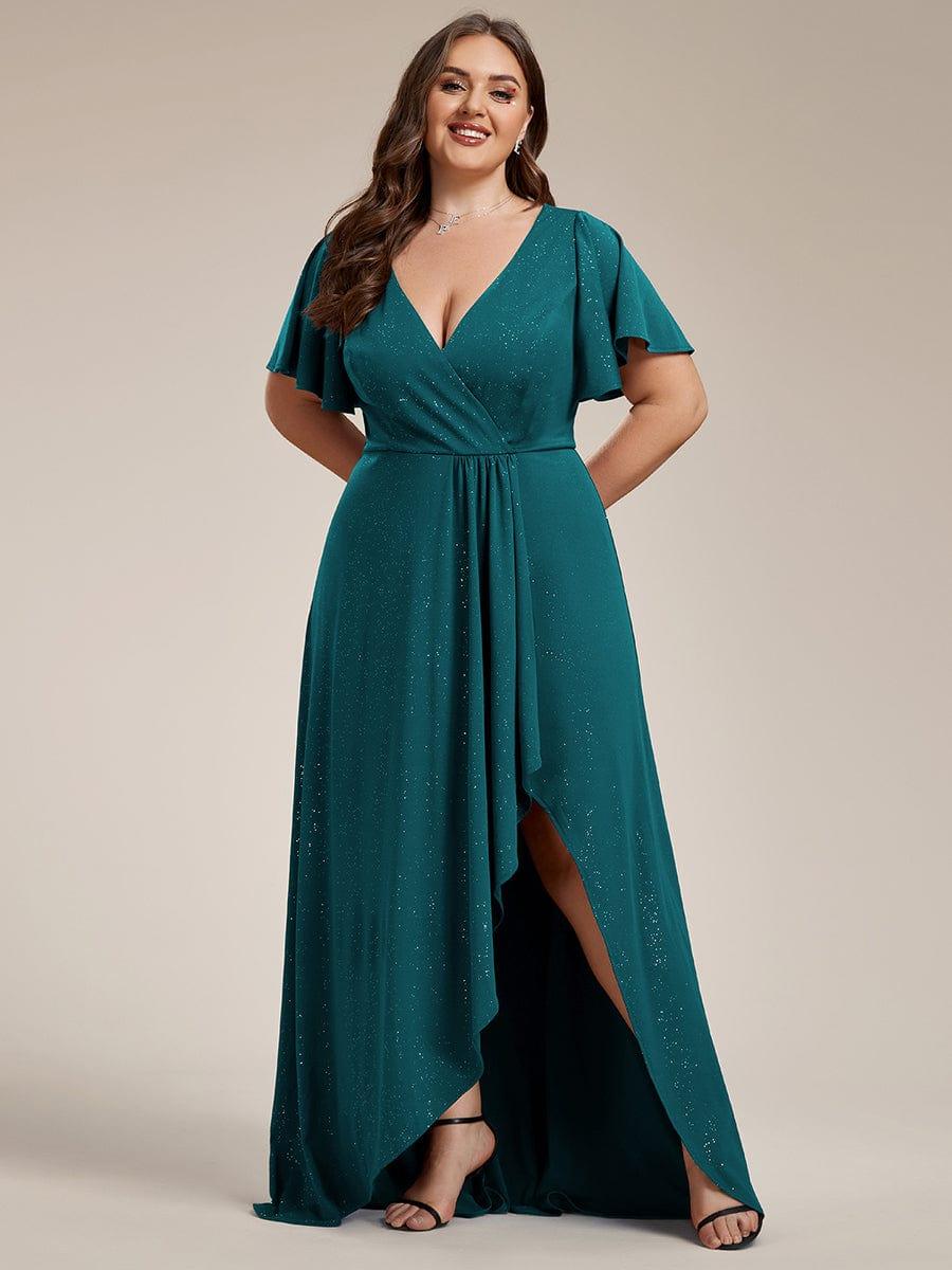 pretty MELODÉ|Plus Size Glittering High-Low Evening Dress with Flutter Sleeves - Image 28