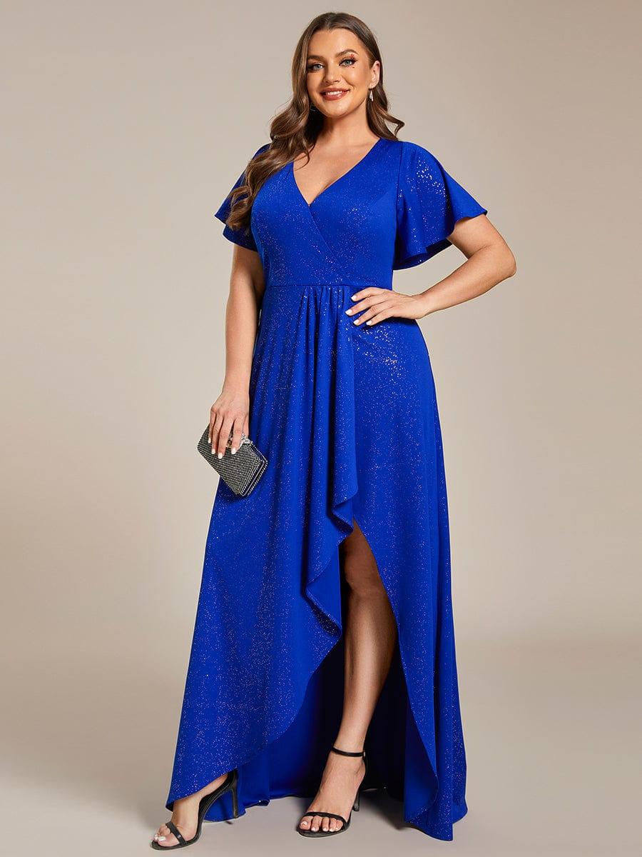 pretty MELODÉ|Plus Size Glittering High-Low Evening Dress with Flutter Sleeves - Image 35