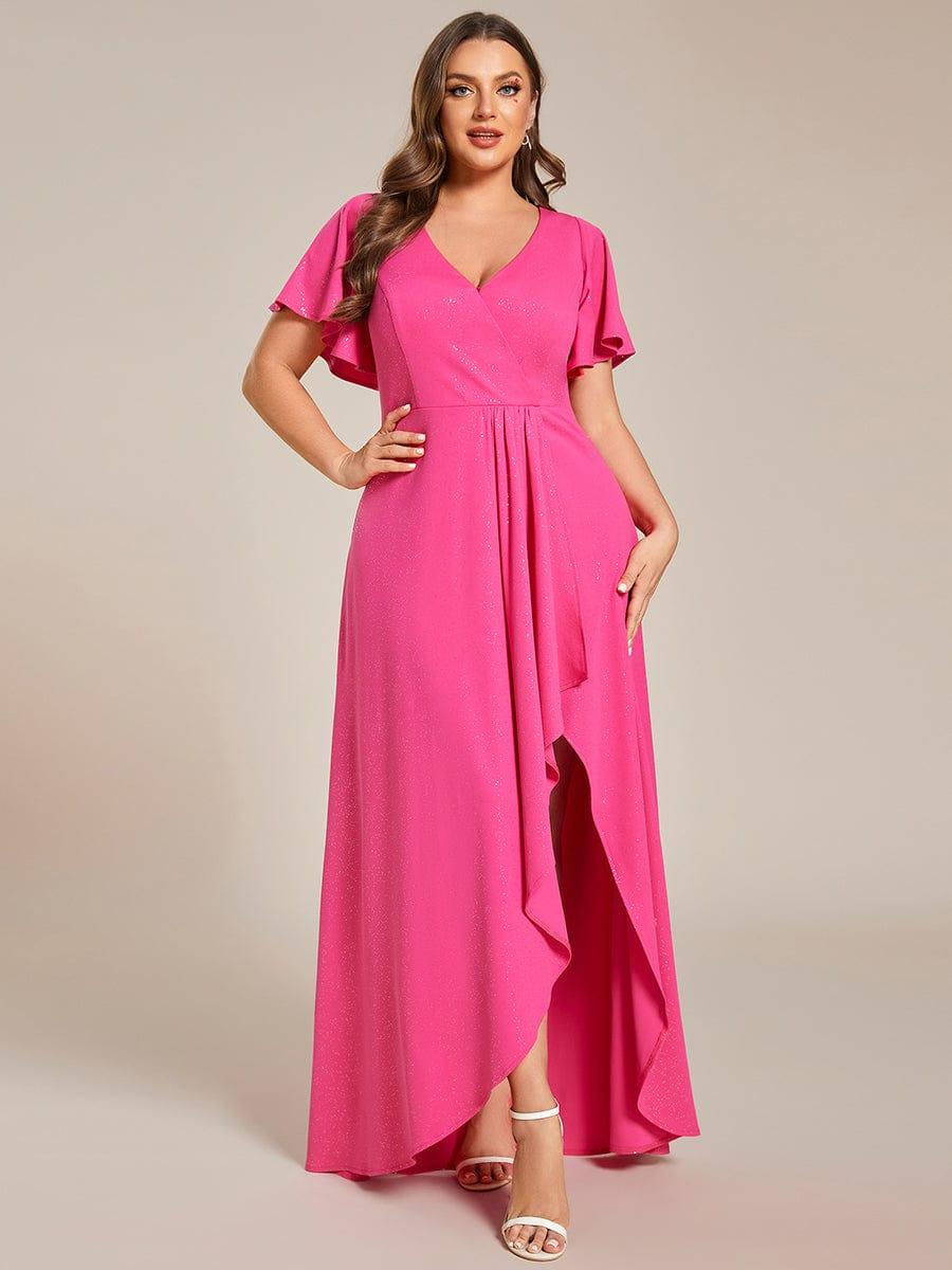 pretty MELODÉ|Plus Size Glittering High-Low Evening Dress with Flutter Sleeves - Image 44
