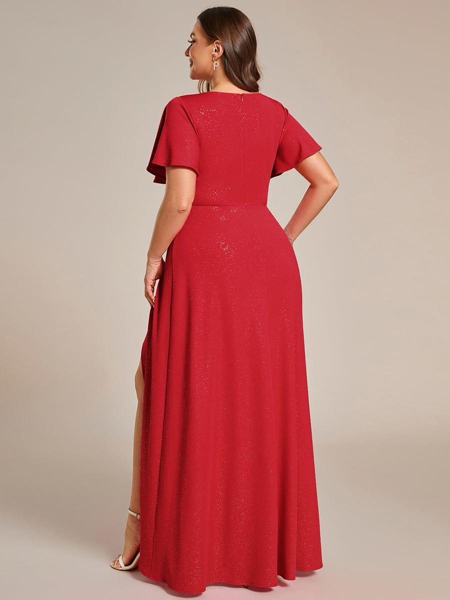 pretty MELODÉ|Plus Size Glittering High-Low Evening Dress with Flutter Sleeves - Image 46