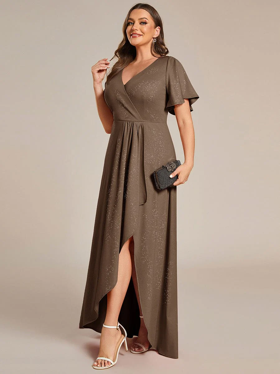 pretty MELODÉ|Plus Size Glittering High-Low Evening Dress with Flutter Sleeves - Image 53