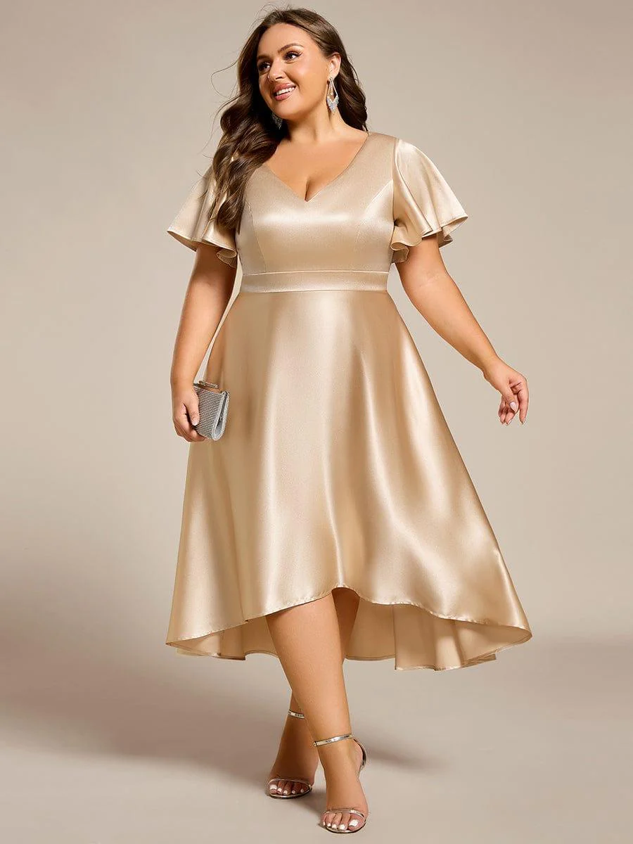 pretty SCARLEN | Plus Size High-Low Satin Guest Dress with Pockets - Image 11